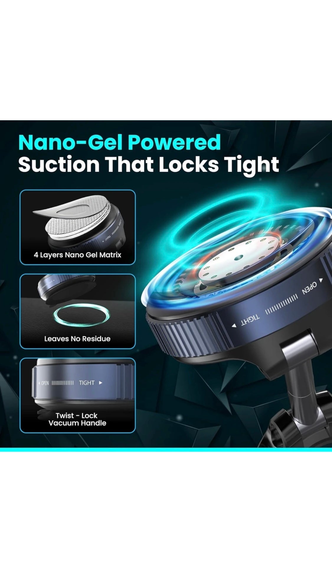 MagSafe 360° Ultra-Steady Magnetic Phone Mount – Twist-Lock Suction Stand for Car & Desk