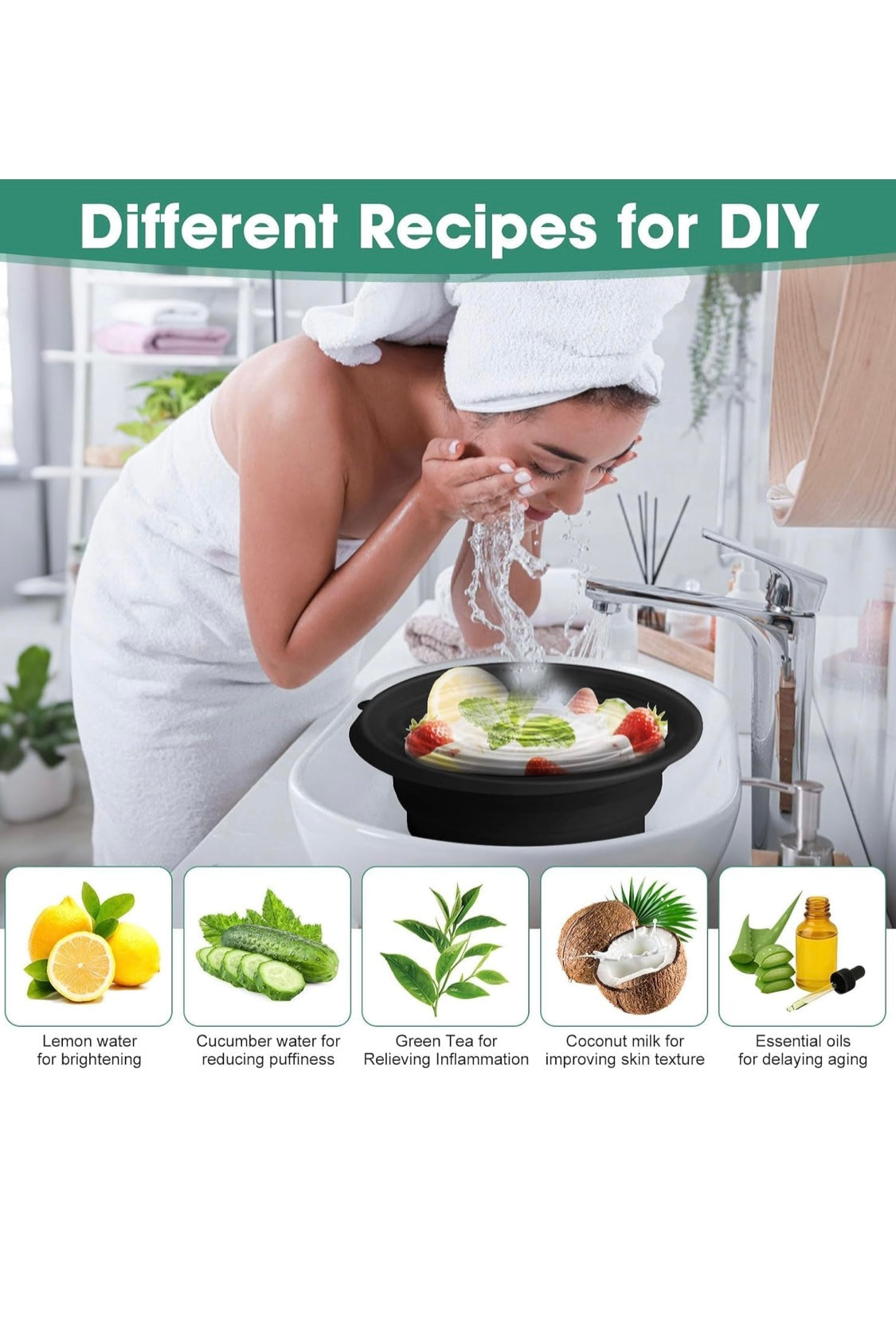 Ice Facial Collapsible Bowl – Portable DIY Face Cooling & Skin Tightening Basin