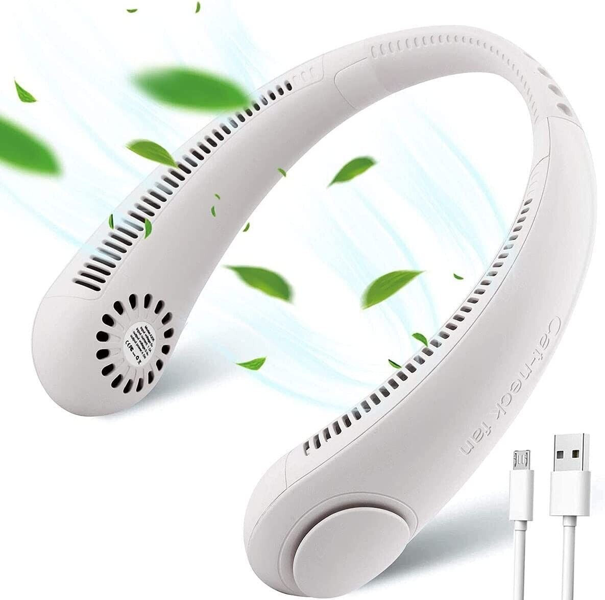 Bladeless Neck Fan, 360° Cooling Portable Wearable Fan, 3 Speeds, USB Rechargeable, Quiet Personal Fan for Travel, Outdoor, & Office