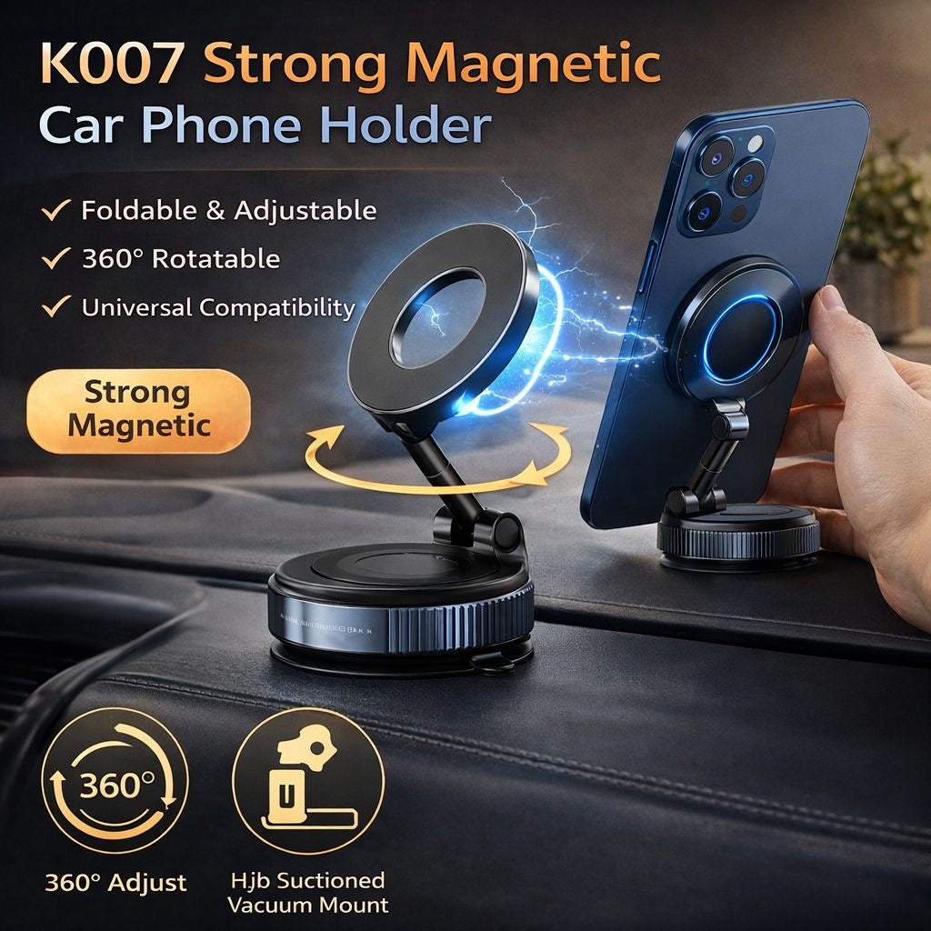 MagSafe 360° Ultra-Steady Magnetic Phone Mount – Twist-Lock Suction Stand for Car & Desk