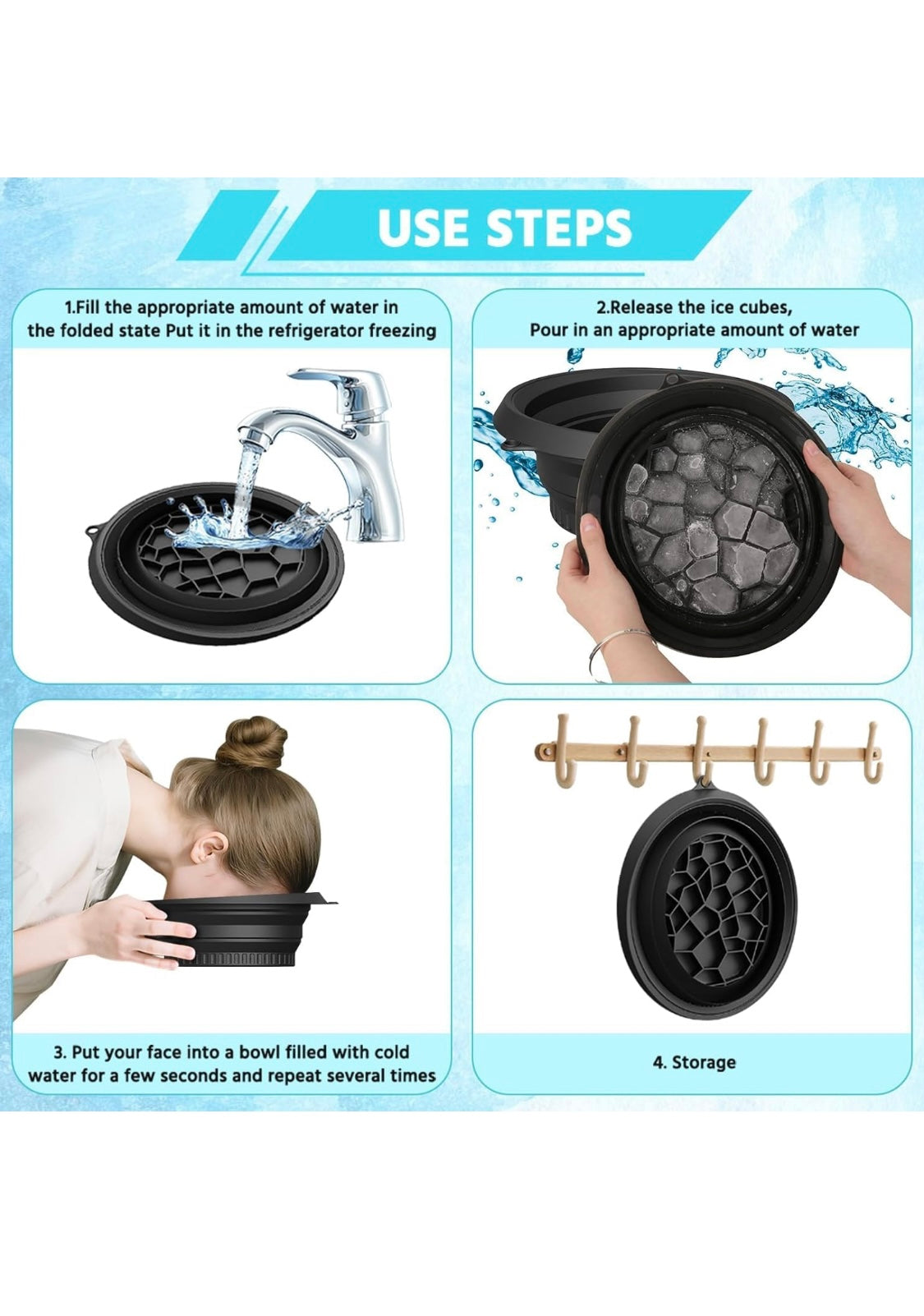 Ice Facial Collapsible Bowl – Portable DIY Face Cooling & Skin Tightening Basin