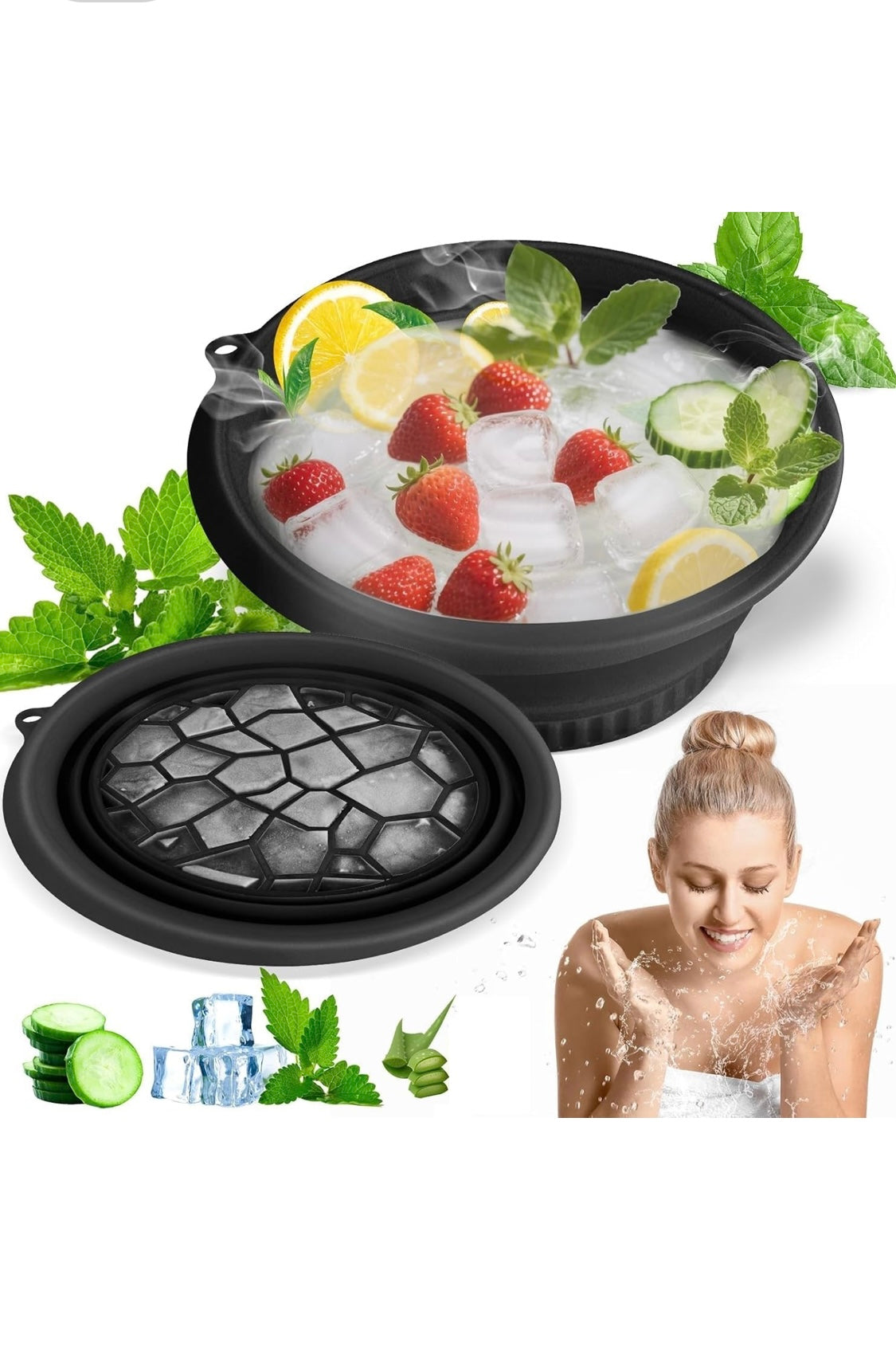 Ice Facial Collapsible Bowl – Portable DIY Face Cooling & Skin Tightening Basin