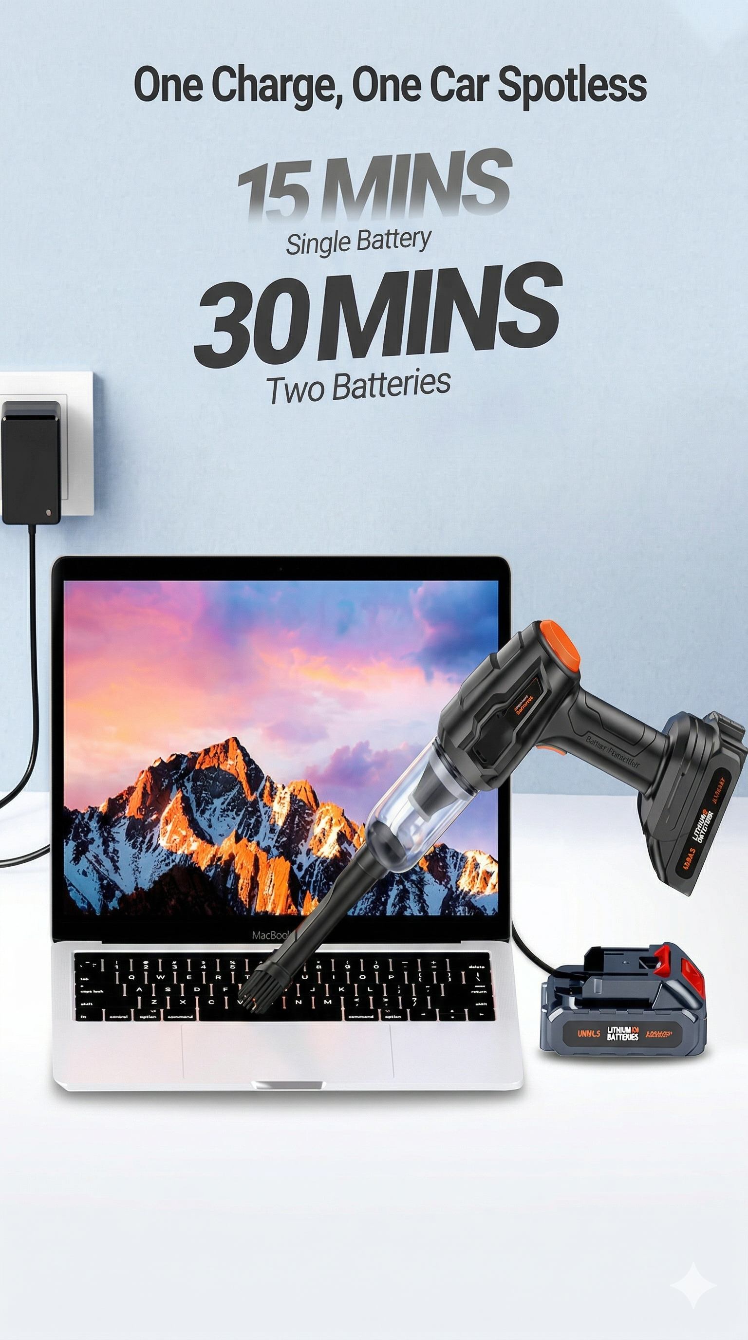 MaxPower Pro 2-in-1 Handheld Cordless Vacuum – High-Suction Blower & Portable Car Cleaner (20L Capacity)