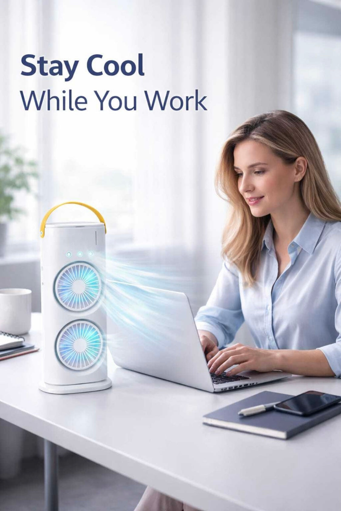 Portable Double-Ended Mist Spray Cooler – Rechargeable Mini Air Conditioner