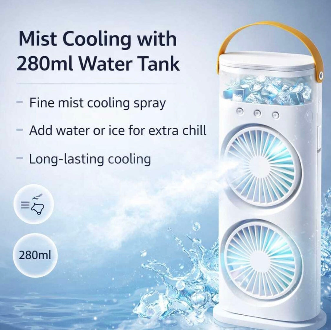 Portable Double-Ended Mist Spray Cooler – Rechargeable Mini Air Conditioner